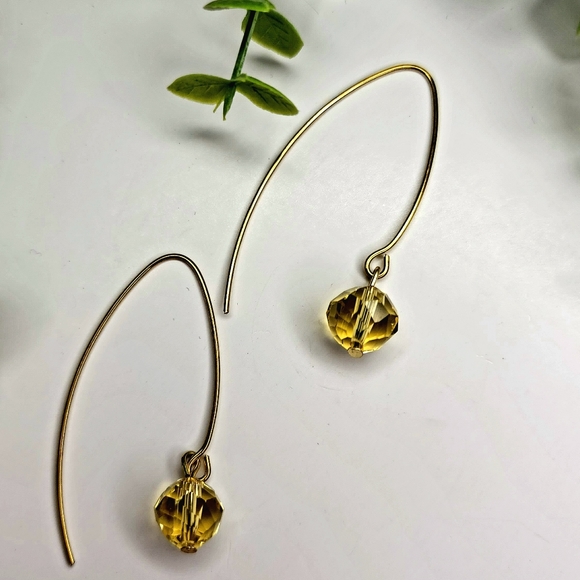 Yellow Gem Gold Earrings - Picture 1 of 1